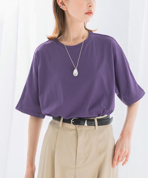 URBAN RESEARCH ROSSO WOMEN(アーバンリサーチ ロッソ)の「接触冷感ハーフスリーブドルマンTシャツ(Tシャツ/カットソー・レディース・パープル/オフホワイト/ブラック/ライトベージュ・FREE)」の19枚目の写真