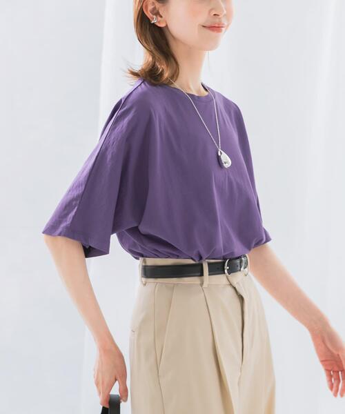 URBAN RESEARCH ROSSO WOMEN(アーバンリサーチ ロッソ)の「接触冷感ハーフスリーブドルマンTシャツ(Tシャツ/カットソー・レディース・パープル/オフホワイト/ブラック/ライトベージュ・FREE)」の18枚目の写真