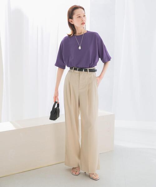 URBAN RESEARCH ROSSO WOMEN(アーバンリサーチ ロッソ)の「接触冷感ハーフスリーブドルマンTシャツ(Tシャツ/カットソー・レディース・パープル/オフホワイト/ブラック/ライトベージュ・FREE)」の17枚目の写真