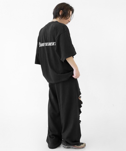 ワイドスウェットパンツ 2color 】3ストラップサイドリボンワイドスウェットパンツ