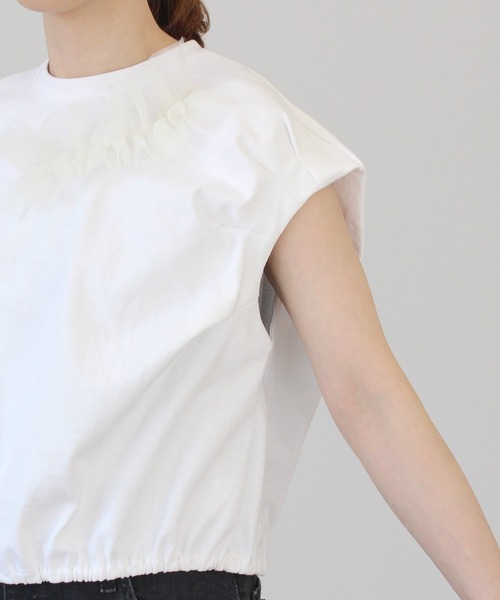 COUDRE(クードル)の「チュールノースリーブ(Tシャツ/カットソー・レディース・ブラック/ホワイト・FREE)」の15枚目の写真