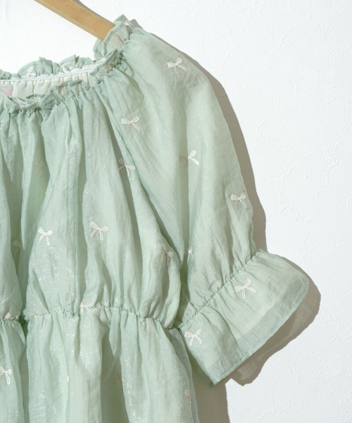 flower（フラワー）の「パーリーリボンブラウス（シャツ/ブラウス・レディース・ベージュ/ミント/アイボリー・FREE）」の11枚目の写真