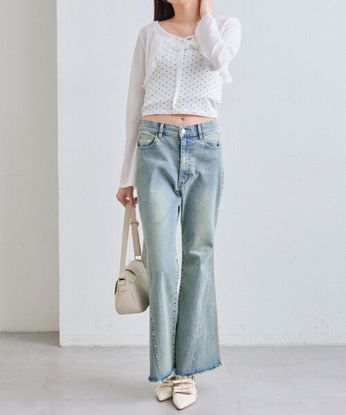 OLIVE des OLIVE（オリーブデオリーブ）の「【美シルエット/着痩せ】スタッズ付きストレッチデニムパンツ（デニムパンツ・レディース・ブルー/ブラック・SMALL/MEDIUM）」の17枚目の写真