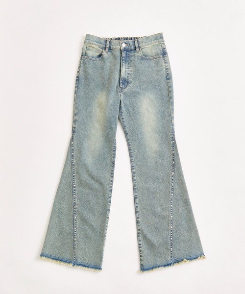 OLIVE des OLIVE（オリーブデオリーブ）の「【美シルエット/着痩せ】スタッズ付きストレッチデニムパンツ（デニムパンツ・レディース・ブルー/ブラック・SMALL/MEDIUM）」の6枚目の写真