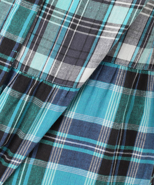 B.C STOCK(ベーセーストック)の「手洗い可 / ティアードチェックスリーブレスワンピース(ワンピース・レディース・オレンジ/ブラウン/ブラック/ブルー・FREE)」の8枚目の写真