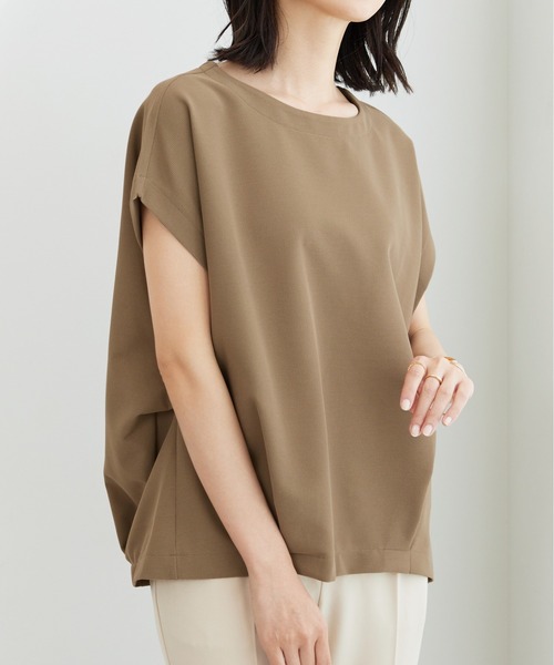 BELLUNA PLUS(ベルーナ)の「ミニワッフル素材裾タックプルオーバー(Tシャツ/カットソー・レディース・ターコイズブルー/アイボリー/モカ・MEDIUM/LARGE/X-LARGE)」の1枚目の写真