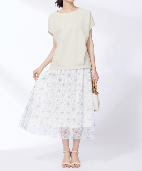 BELLUNA PLUS(ベルーナ)の「ミニワッフル素材裾タックプルオーバー(Tシャツ/カットソー・レディース・ターコイズブルー/アイボリー/モカ・MEDIUM/LARGE/X-LARGE)」の9枚目の写真