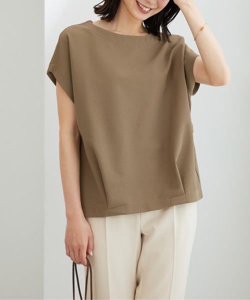 BELLUNA PLUS(ベルーナ)の「ミニワッフル素材裾タックプルオーバー(Tシャツ/カットソー・レディース・ターコイズブルー/アイボリー/モカ・MEDIUM/LARGE/X-LARGE)」の13枚目の写真