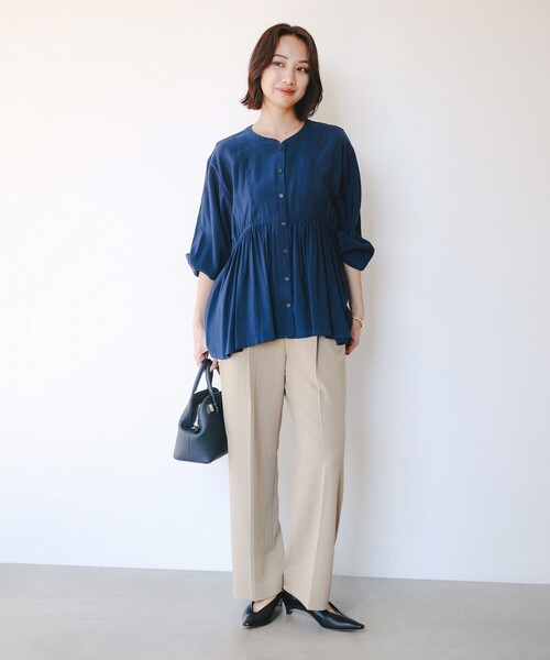 B:MING by BEAMS（ビーミングバイビームス）の「【洗える】ウエスト ギャザー ブラウス（S～M）（シャツ/ブラウス・レディース・オフホワイト/ネイビー/パープル系その他5・SMALL/MEDIUM）」の10枚目の写真