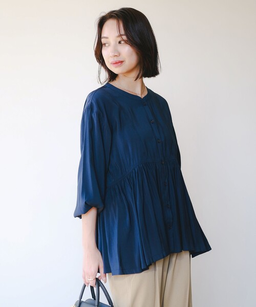 B:MING by BEAMS（ビーミングバイビームス）の「【洗える】ウエスト ギャザー ブラウス（S～M）（シャツ/ブラウス・レディース・オフホワイト/ネイビー/パープル系その他5・SMALL/MEDIUM）」の13枚目の写真