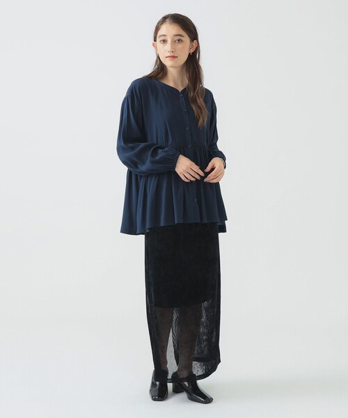 B:MING by BEAMS（ビーミングバイビームス）の「【洗える】ウエスト ギャザー ブラウス（S～M）（シャツ/ブラウス・レディース・オフホワイト/ネイビー/パープル系その他5・SMALL/MEDIUM）」の14枚目の写真