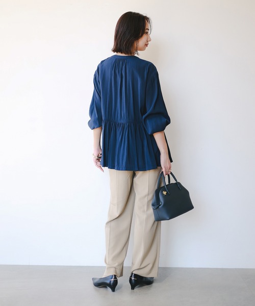 B:MING by BEAMS（ビーミングバイビームス）の「【洗える】ウエスト ギャザー ブラウス（S～M）（シャツ/ブラウス・レディース・オフホワイト/ネイビー/パープル系その他5・SMALL/MEDIUM）」の6枚目の写真