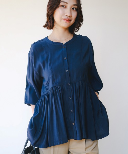 B:MING by BEAMS（ビーミングバイビームス）の「【洗える】ウエスト ギャザー ブラウス（S～M）（シャツ/ブラウス・レディース・オフホワイト/ネイビー/パープル系その他5・SMALL/MEDIUM）」の8枚目の写真