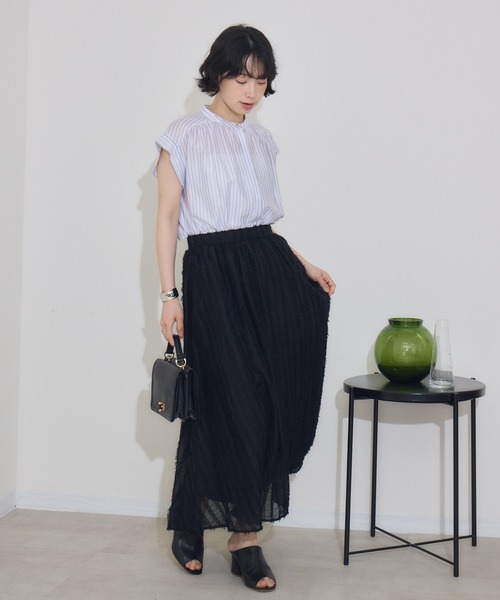 KATHARINE ROSS（キャサリンロス）の「【KATHARINE ROSS】シアードビーストライプブラウス（シャツ/ブラウス・レディース・ブルー/ベージュ/ホワイト・MEDIUM）」の4枚目の写真