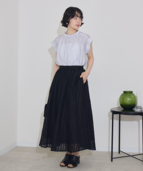 KATHARINE ROSS（キャサリンロス）の「【KATHARINE ROSS】シアードビーストライプブラウス（シャツ/ブラウス・レディース・ブルー/ベージュ/ホワイト・MEDIUM）」の5枚目の写真