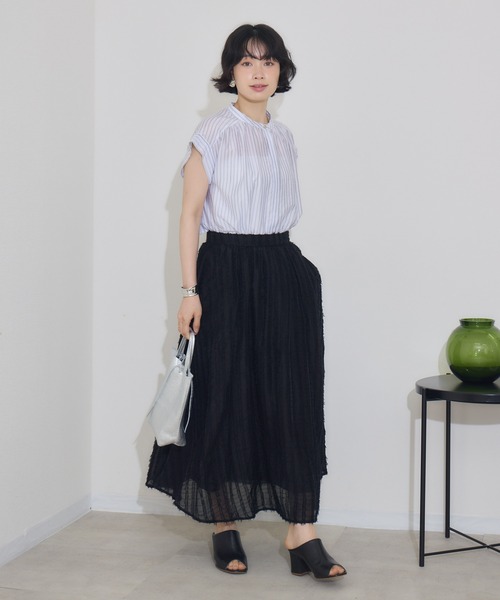 KATHARINE ROSS（キャサリンロス）の「【KATHARINE ROSS】シアードビーストライプブラウス（シャツ/ブラウス・レディース・ブルー/ベージュ/ホワイト・MEDIUM）」の6枚目の写真