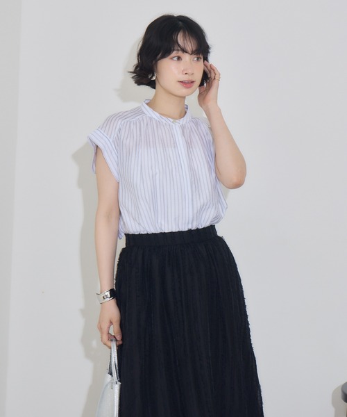 KATHARINE ROSS（キャサリンロス）の「【KATHARINE ROSS】シアードビーストライプブラウス（シャツ/ブラウス・レディース・ブルー/ベージュ/ホワイト・MEDIUM）」の9枚目の写真