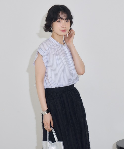 KATHARINE ROSS（キャサリンロス）の「【KATHARINE ROSS】シアードビーストライプブラウス（シャツ/ブラウス・レディース・ブルー/ベージュ/ホワイト・MEDIUM）」の10枚目の写真