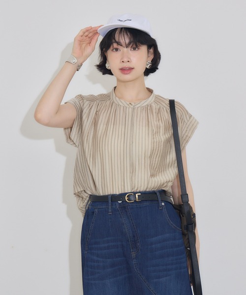 KATHARINE ROSS（キャサリンロス）の「【KATHARINE ROSS】シアードビーストライプブラウス（シャツ/ブラウス・レディース・ブルー/ベージュ/ホワイト・MEDIUM）」の20枚目の写真
