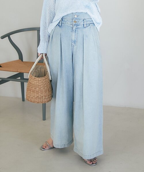 美品　人気色　ラブティックボンボン ハイウエストバギーデニムパンツ　38 美品 人気色 ラブティックボンボン ハイウエストバギーデニム