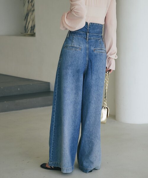 美品　人気色　ラブティックボンボン ハイウエストバギーデニムパンツ　38 La boutique BonBon（ラブティックボンボン）の「【3サイズ展開