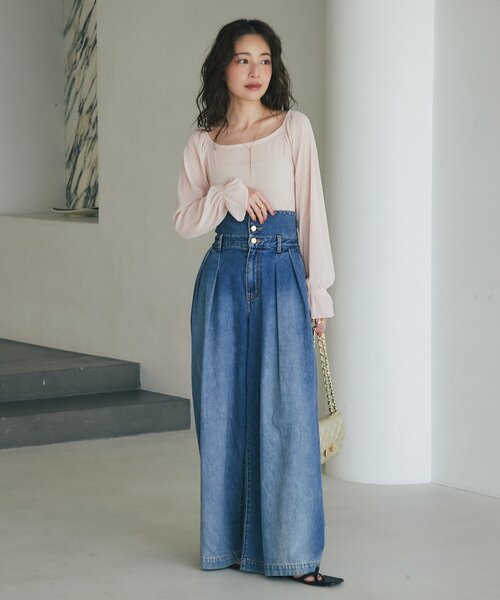 ラブティックボンボン　ハイウエストバギーデニムパンツ　38 ブルー La boutique BonBon（ラブティックボンボン）の「【待望の復刻
