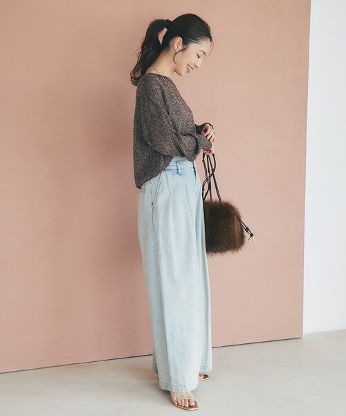 セール】【スタイルアップが叶う！】ハイウエストバギーデニムパンツ