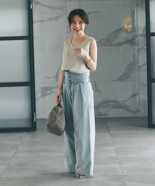 スタイルアップが叶う！】ハイウエストバギーデニムパンツ（デニム