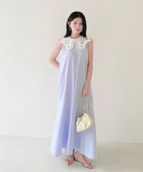 （はん♡）ベルト付き切り替えフレアーワンピース 2WAYレース襟付きフレアワンピース（ワンピース）｜by LEGNA