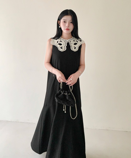 （はん♡）ベルト付き切り替えフレアーワンピース ベルト付きワッシャーフレアワンピース【低身長・小柄女性