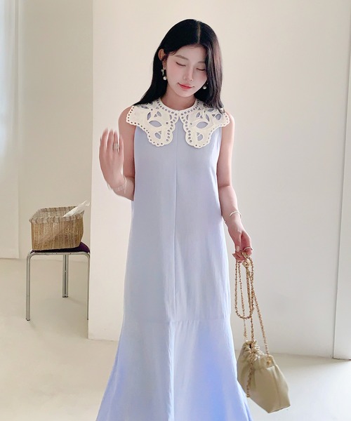 2WAYレース襟付きフレアワンピース（ワンピース）｜by LEGNA