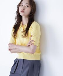 NATURAL BEAUTY BASIC | ◇ケーブルポロニット(ポロシャツ)