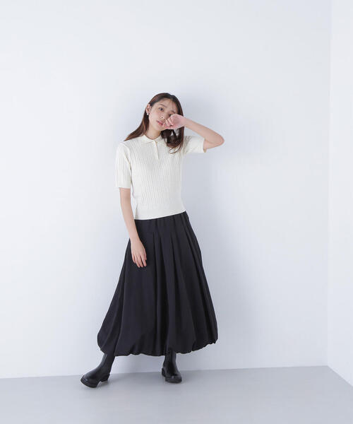 NATURAL BEAUTY BASIC（ナチュラルビューティーベーシック）の「◇ケーブルポロニット（ポロシャツ・レディース・レッド/ネイビー/イエロー/オフホワイト・FREE）」の16枚目の写真