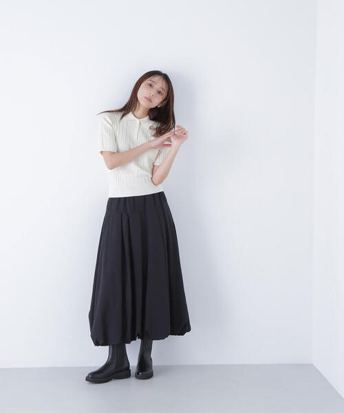 NATURAL BEAUTY BASIC（ナチュラルビューティーベーシック）の「◇ケーブルポロニット（ポロシャツ・レディース・レッド/ネイビー/イエロー/オフホワイト・FREE）」の18枚目の写真