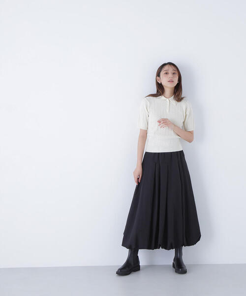 NATURAL BEAUTY BASIC（ナチュラルビューティーベーシック）の「◇ケーブルポロニット（ポロシャツ・レディース・レッド/ネイビー/イエロー/オフホワイト・FREE）」の22枚目の写真