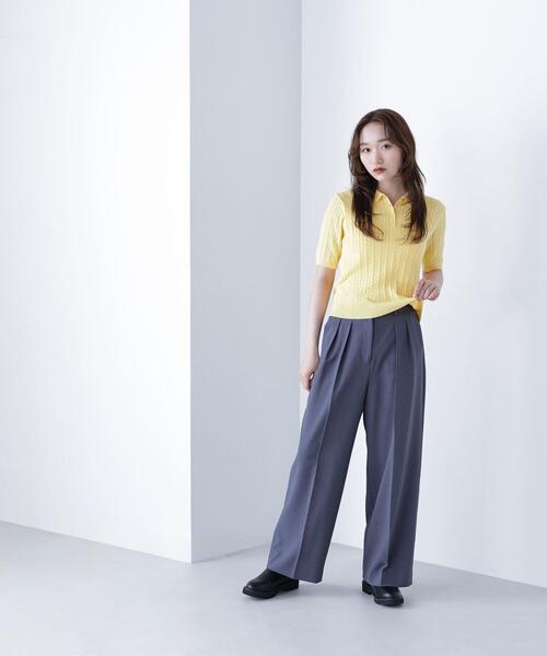 NATURAL BEAUTY BASIC(ナチュラルビューティーベーシック)の「◇ケーブルポロニット(ポロシャツ・レディース・レッド/ネイビー/イエロー/オフホワイト・FREE)」の8枚目の写真