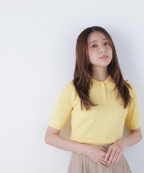 NATURAL BEAUTY BASIC(ナチュラルビューティーベーシック)の「◇ケーブルポロニット(ポロシャツ・レディース・レッド/ネイビー/イエロー/オフホワイト・FREE)」の15枚目の写真