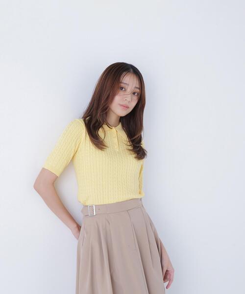 NATURAL BEAUTY BASIC(ナチュラルビューティーベーシック)の「◇ケーブルポロニット(ポロシャツ・レディース・レッド/ネイビー/イエロー/オフホワイト・FREE)」の17枚目の写真