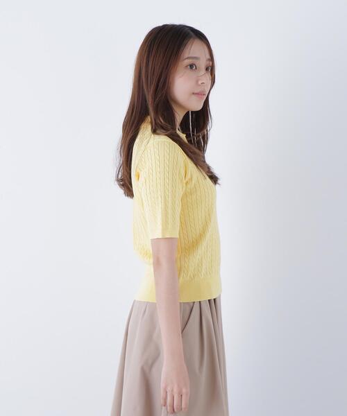 NATURAL BEAUTY BASIC(ナチュラルビューティーベーシック)の「◇ケーブルポロニット(ポロシャツ・レディース・レッド/ネイビー/イエロー/オフホワイト・FREE)」の19枚目の写真