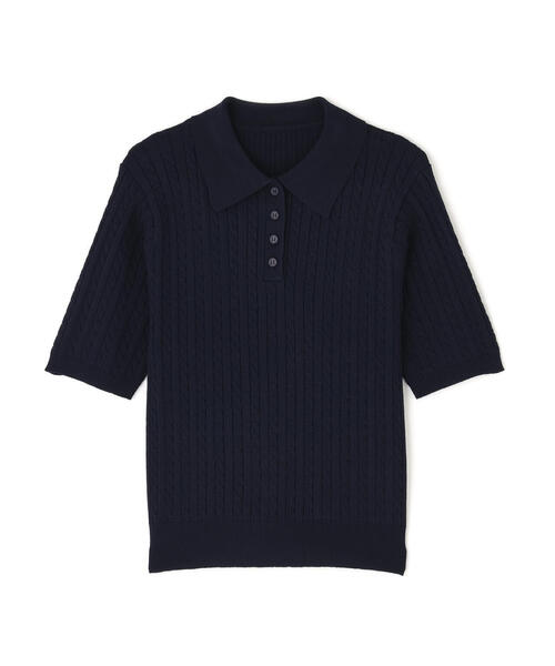 NATURAL BEAUTY BASIC（ナチュラルビューティーベーシック）の「◇ケーブルポロニット（ポロシャツ・レディース・レッド/ネイビー/イエロー/オフホワイト・FREE）」の5枚目の写真
