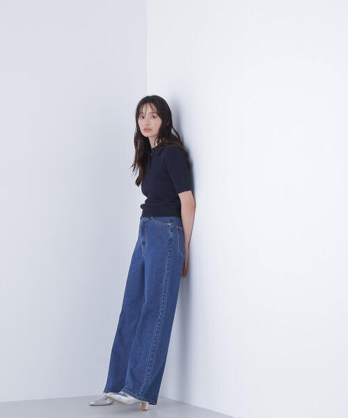 NATURAL BEAUTY BASIC（ナチュラルビューティーベーシック）の「◇ケーブルポロニット（ポロシャツ・レディース・レッド/ネイビー/イエロー/オフホワイト・FREE）」の6枚目の写真