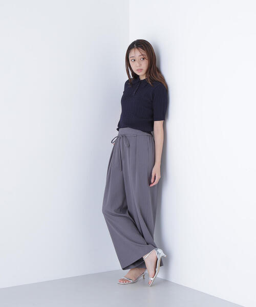 NATURAL BEAUTY BASIC（ナチュラルビューティーベーシック）の「◇ケーブルポロニット（ポロシャツ・レディース・レッド/ネイビー/イエロー/オフホワイト・FREE）」の12枚目の写真