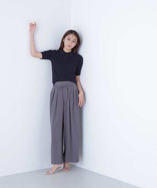 NATURAL BEAUTY BASIC（ナチュラルビューティーベーシック）の「◇ケーブルポロニット（ポロシャツ・レディース・レッド/ネイビー/イエロー/オフホワイト・FREE）」の14枚目の写真