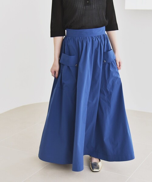 カランシエル（quaranciel）/quaranciel:〈洗濯機可能〉タイプライター ギャザー フレア ポケット スカート セール】quaranciel:〈洗濯機可能〉タイプライター ギャザー フレア