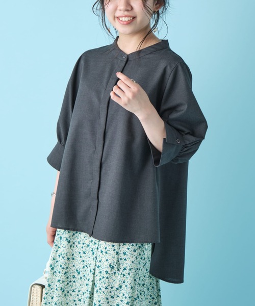 COHINA コヒナ サイドスリットボタンシャツ　ネイビー　新品未使用 COHINA コヒナ サイドスリットボタンシャツ ネイビー 新品