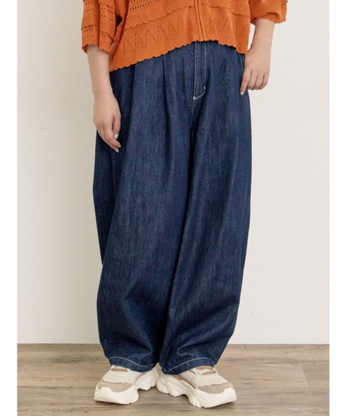 セール】デニムハイウエストバルーンパンツ（デニムパンツ）｜Samansa