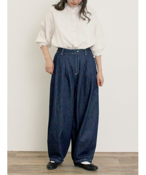 Samansa Mos2（サマンサ モスモス）の「デニムハイウエストバルーンパンツ（デニムパンツ・レディース・キナリ/インディゴブルー・マルチサイズ）」の13枚目の写真