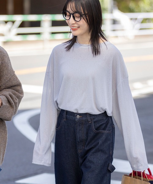 THE CRAFT CREW PRODUCTS(ザクラフトクループロダクツ)の「マルチファンクショナル スラブシアーロングスリーブTシャツ【THE CRAFT CREW PRODUCTS】(Tシャツ/カットソー・レディース・グレー/ブラック/モカ/ホワイト/ブラウン/ピンク・FREE)」の4枚目の写真