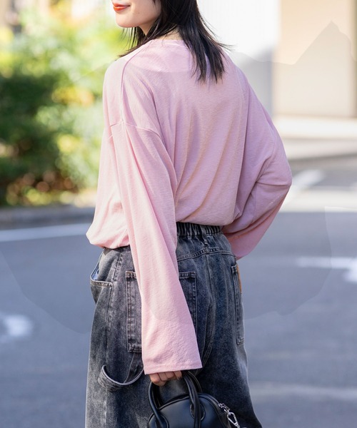 THE CRAFT CREW PRODUCTS(ザクラフトクループロダクツ)の「マルチファンクショナル スラブシアーロングスリーブTシャツ【THE CRAFT CREW PRODUCTS】(Tシャツ/カットソー・レディース・グレー/ブラック/モカ/ホワイト/ブラウン/ピンク・FREE)」の22枚目の写真