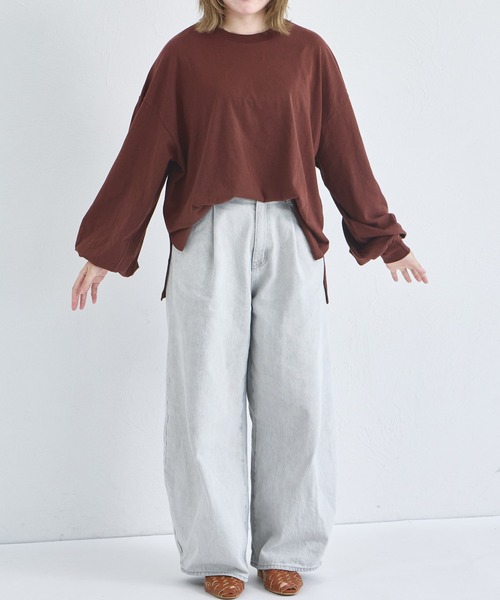 pairmanon(ペアマノン)の「【リンクコーデ】【ママサイズ】【綿100%】 おそろい バックプリント ロンT(Tシャツ/カットソー・レディース・グレー/ブラウン/ダークブルー・FREE)」の12枚目の写真